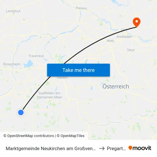 Marktgemeinde Neukirchen am Großvenediger to Pregarten map