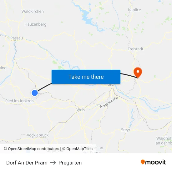 Dorf An Der Pram to Pregarten map