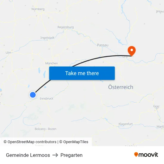 Gemeinde Lermoos to Pregarten map