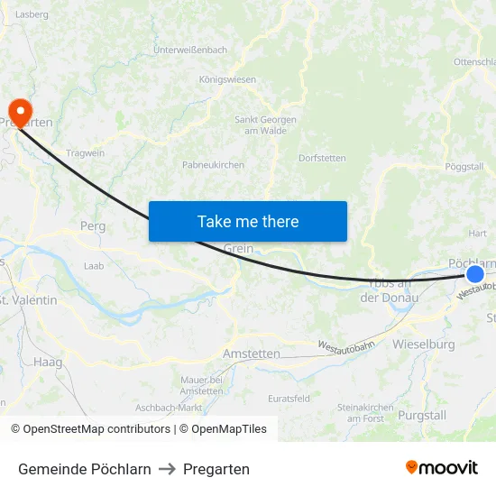 Gemeinde Pöchlarn to Pregarten map