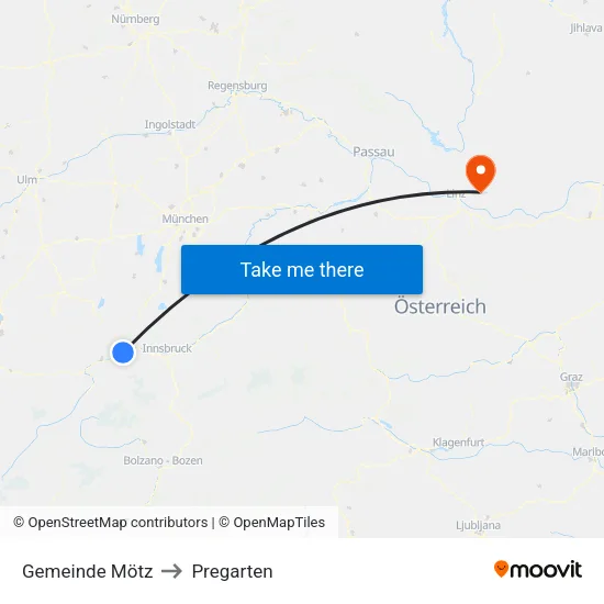 Gemeinde Mötz to Pregarten map