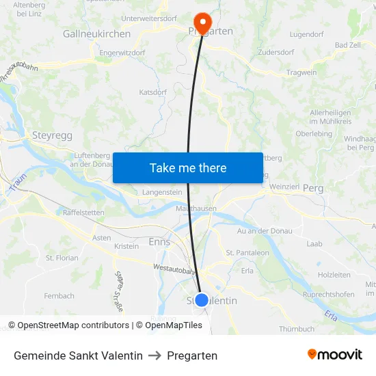 Gemeinde Sankt Valentin to Pregarten map