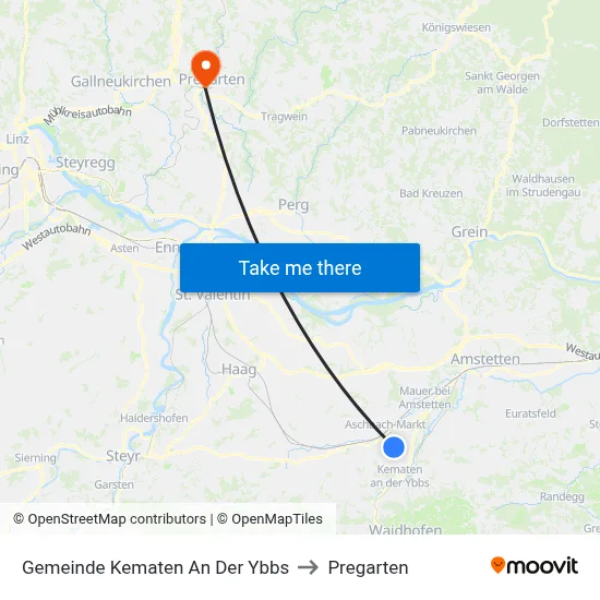 Gemeinde Kematen An Der Ybbs to Pregarten map