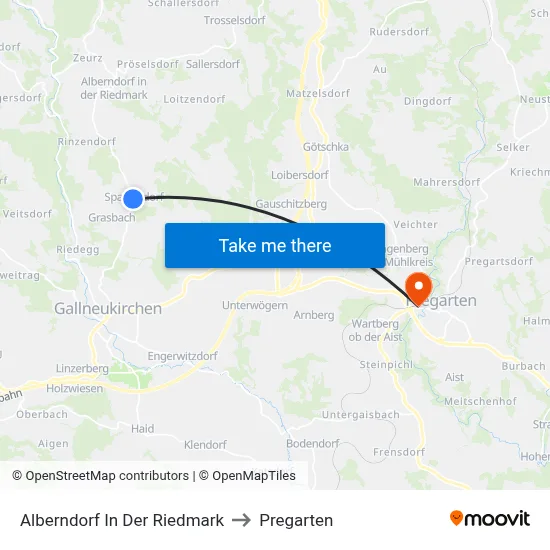 Alberndorf In Der Riedmark to Pregarten map