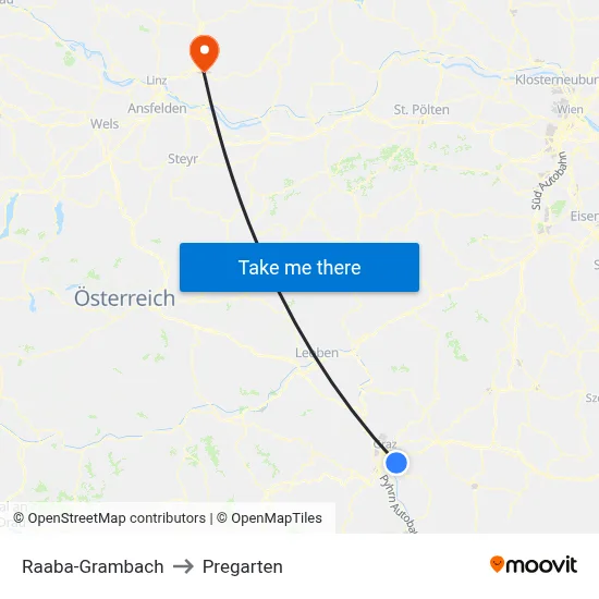 Raaba-Grambach to Pregarten map