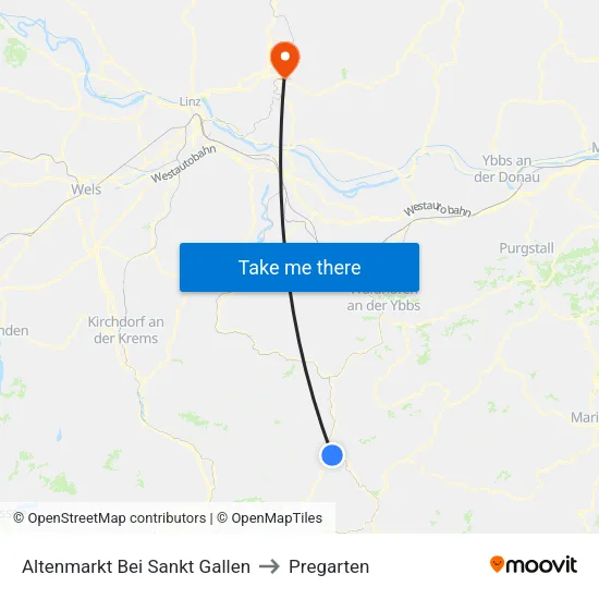Altenmarkt Bei Sankt Gallen to Pregarten map