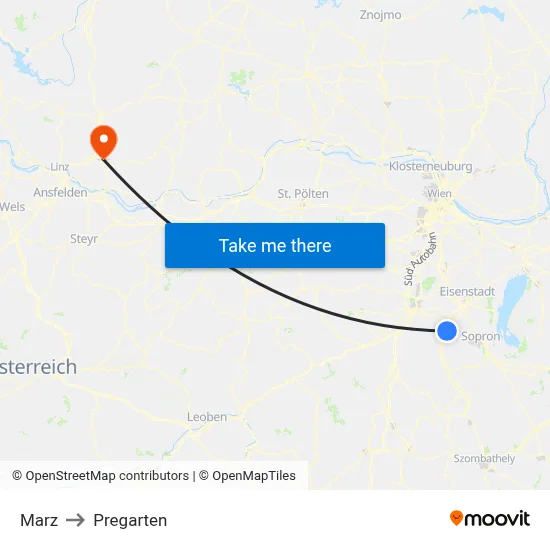 Marz to Pregarten map