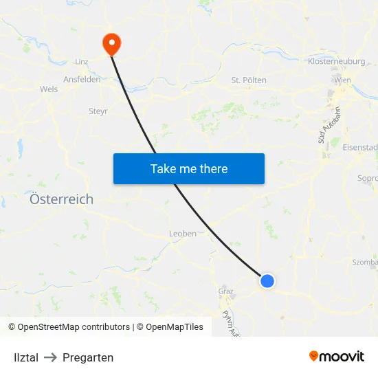 Ilztal to Pregarten map