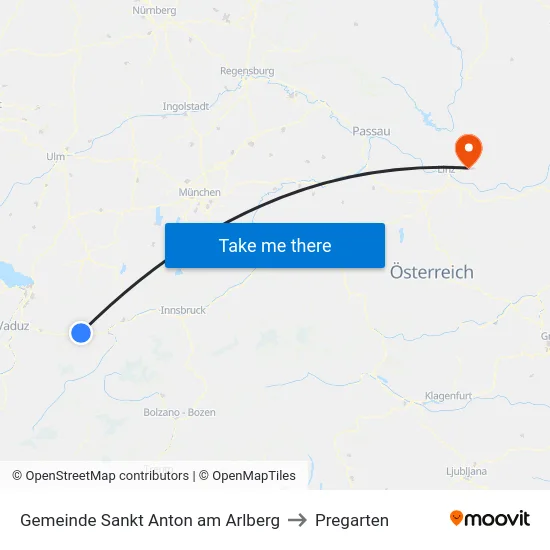 Gemeinde Sankt Anton am Arlberg to Pregarten map