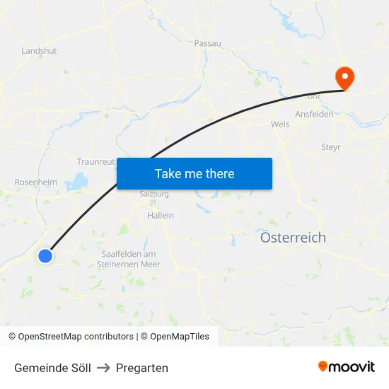 Gemeinde Söll to Pregarten map