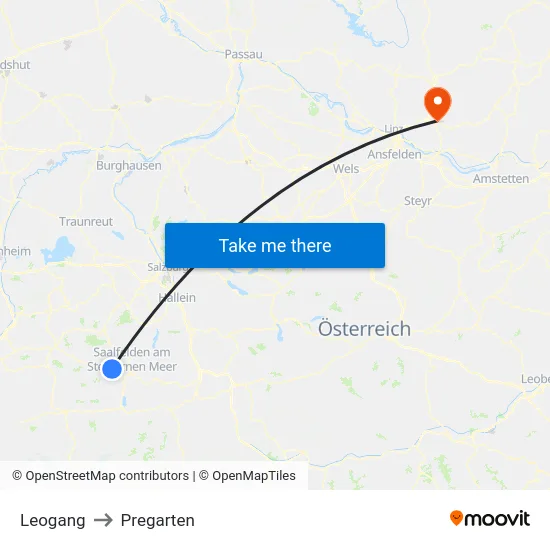 Leogang to Pregarten map