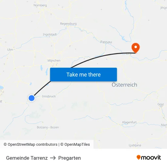 Gemeinde Tarrenz to Pregarten map