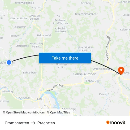 Gramastetten to Pregarten map