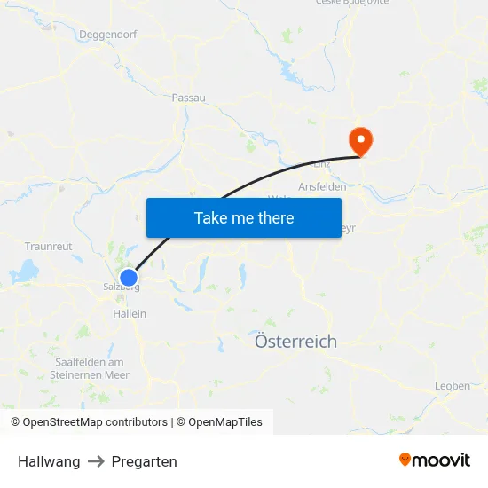 Hallwang to Pregarten map