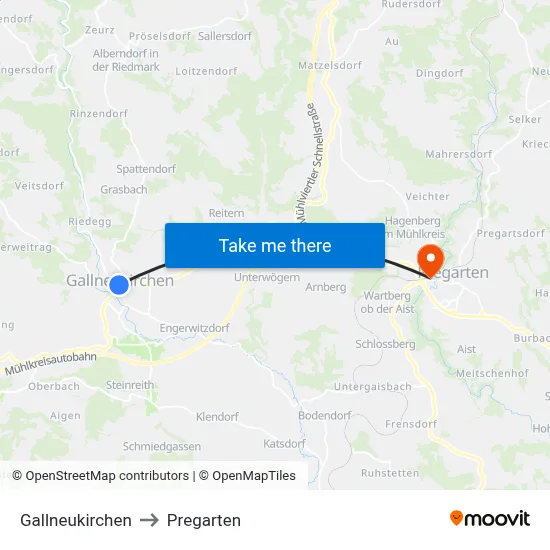 Gallneukirchen to Pregarten map