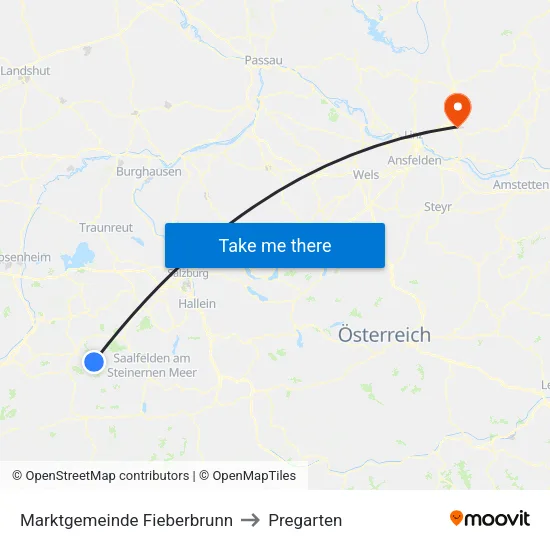 Marktgemeinde Fieberbrunn to Pregarten map