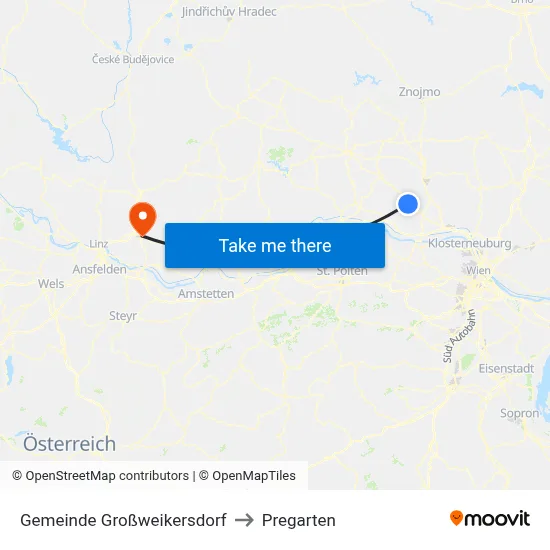 Gemeinde Großweikersdorf to Pregarten map