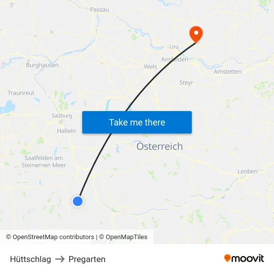 Hüttschlag to Pregarten map