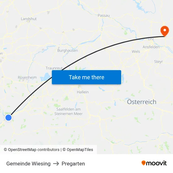 Gemeinde Wiesing to Pregarten map