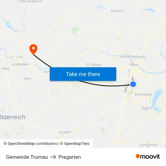 Gemeinde Trumau to Pregarten map