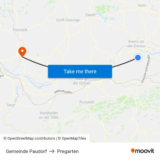 Gemeinde Paudorf to Pregarten map