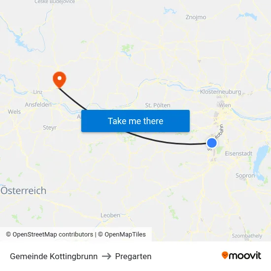 Gemeinde Kottingbrunn to Pregarten map