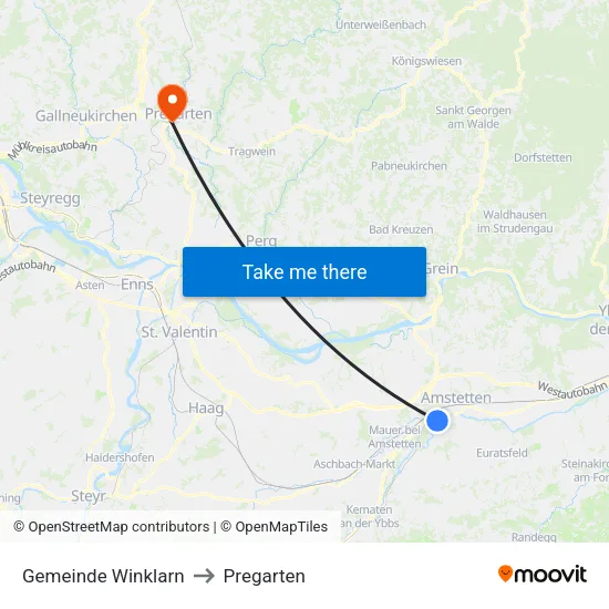 Gemeinde Winklarn to Pregarten map