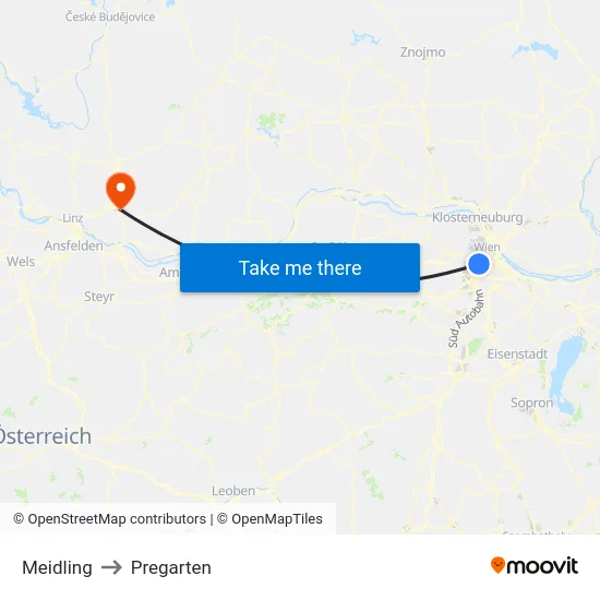 Meidling to Pregarten map