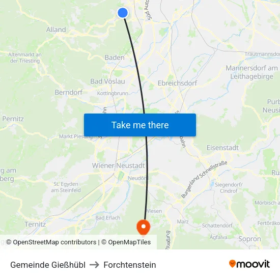 Gemeinde Gießhübl to Forchtenstein map
