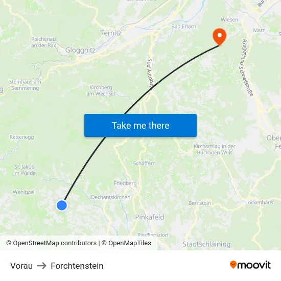 Vorau to Forchtenstein map