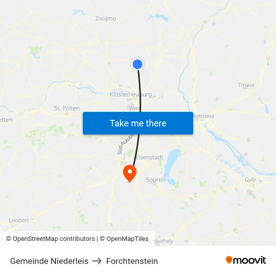 Gemeinde Niederleis to Forchtenstein map