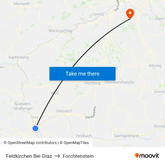 Feldkirchen Bei Graz to Forchtenstein map