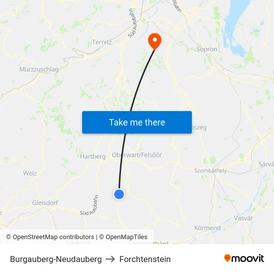 Burgauberg-Neudauberg to Forchtenstein map