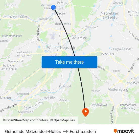 Gemeinde Matzendorf-Hölles to Forchtenstein map