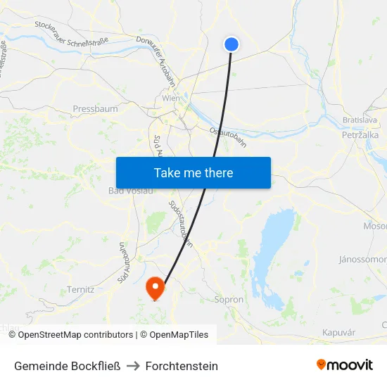 Gemeinde Bockfließ to Forchtenstein map