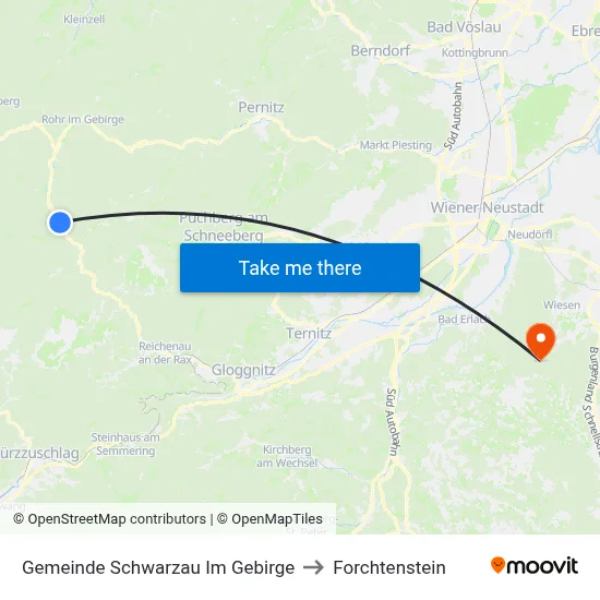 Gemeinde Schwarzau Im Gebirge to Forchtenstein map
