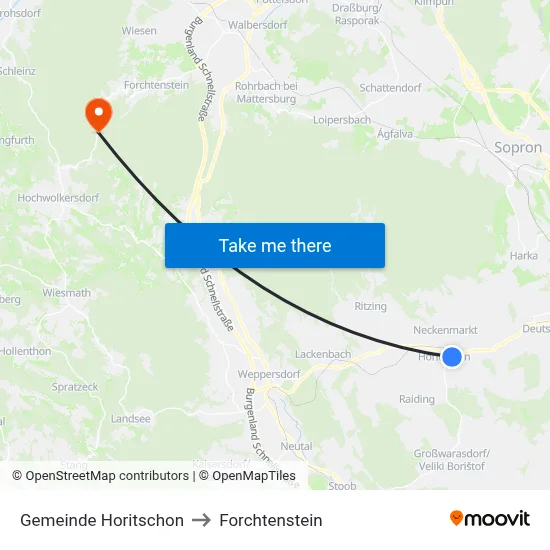 Gemeinde Horitschon to Forchtenstein map