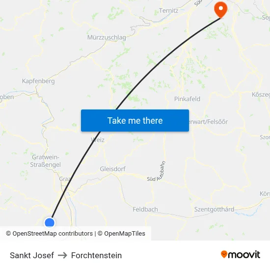 Sankt Josef to Forchtenstein map