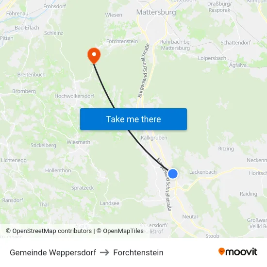 Gemeinde Weppersdorf to Forchtenstein map