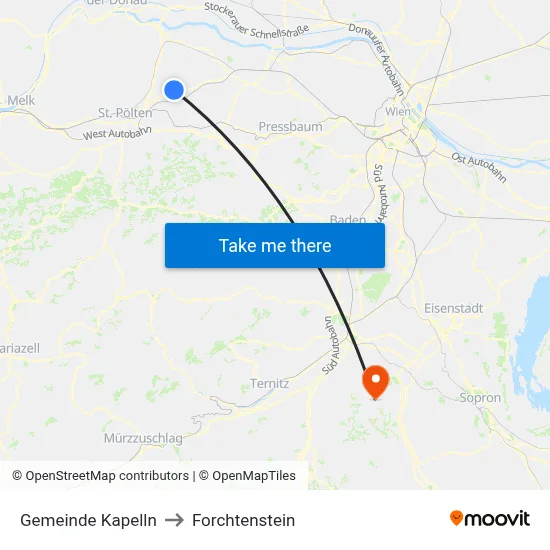 Gemeinde Kapelln to Forchtenstein map
