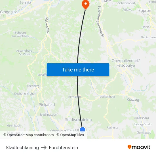 Stadtschlaining to Forchtenstein map