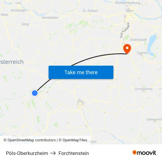 Pöls-Oberkurzheim to Forchtenstein map