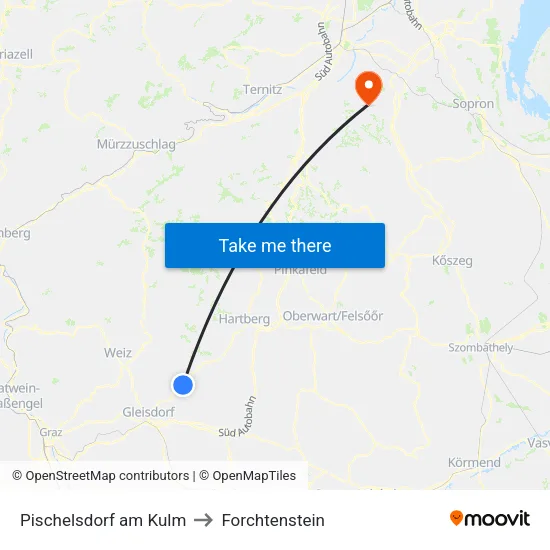 Pischelsdorf am Kulm to Forchtenstein map