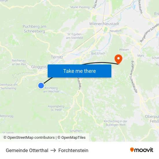 Gemeinde Otterthal to Forchtenstein map