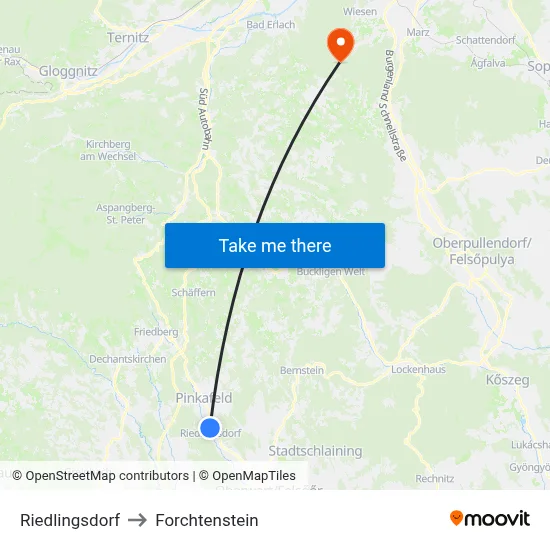 Riedlingsdorf to Forchtenstein map