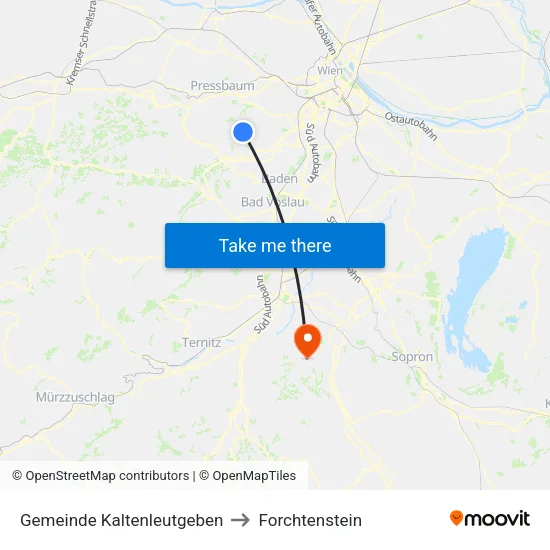 Gemeinde Kaltenleutgeben to Forchtenstein map