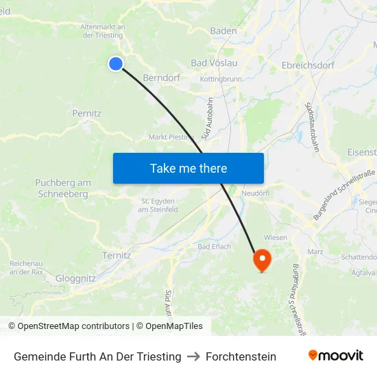 Gemeinde Furth An Der Triesting to Forchtenstein map