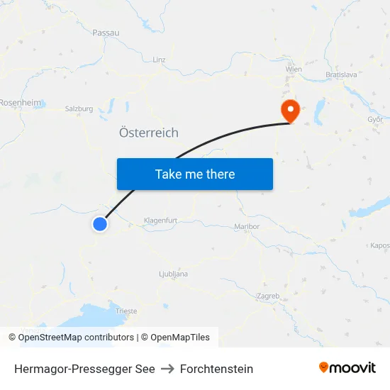 Hermagor-Pressegger See to Forchtenstein map