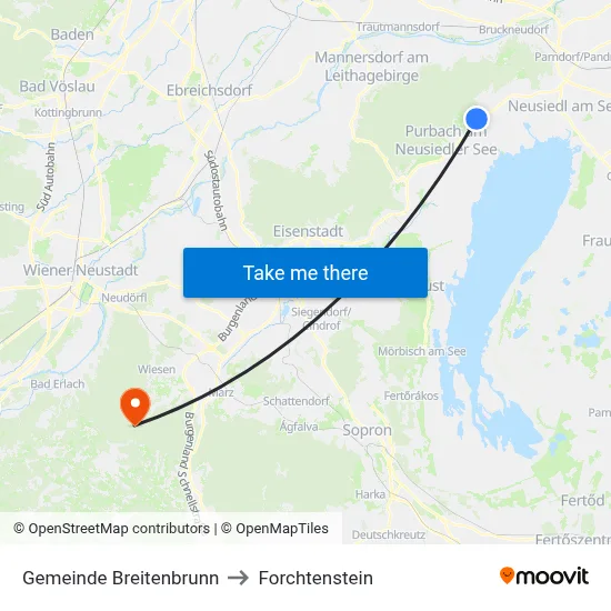 Gemeinde Breitenbrunn to Forchtenstein map