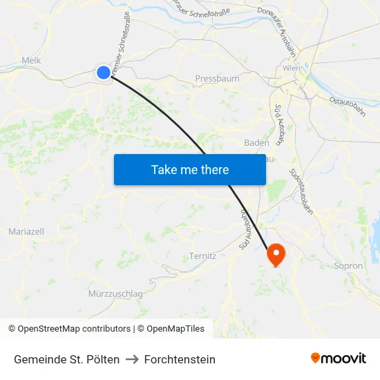 Gemeinde St. Pölten to Forchtenstein map
